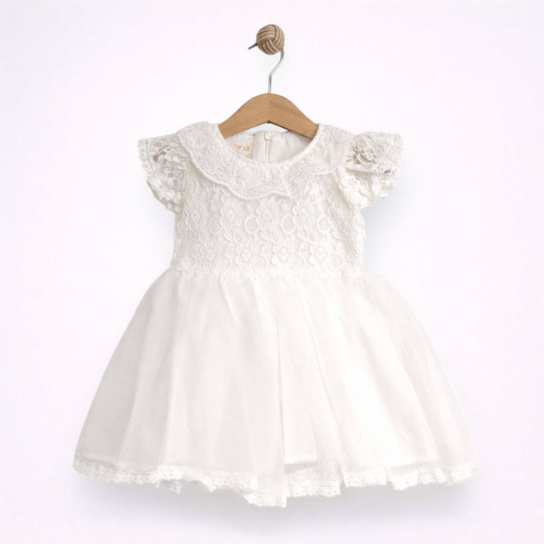 παιδικό φόρεμα με τούλι κ δαντέλα λευκό