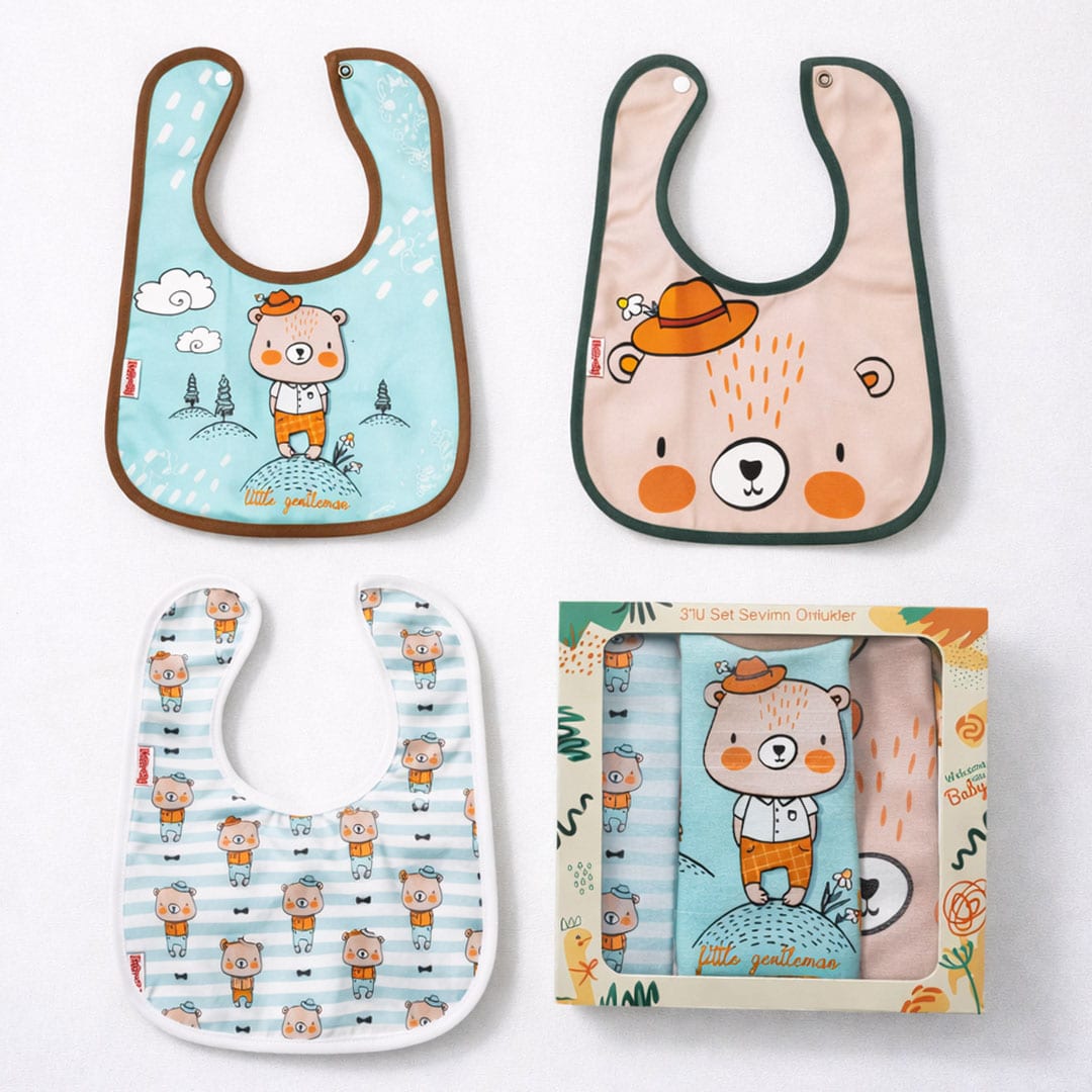 σετ βρεφικές σαλιάρες 3 τεμάχια αδιάβροχες bear