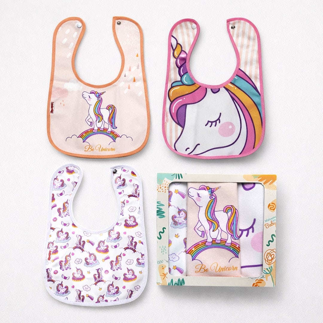 Σετ βρεφικές σαλιάρες 3 τεμάχια unicorn