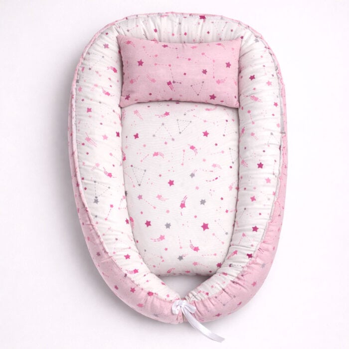 βρεφική φωλιά ύπνου με αστέρια σε ροζ αποχρώσεις