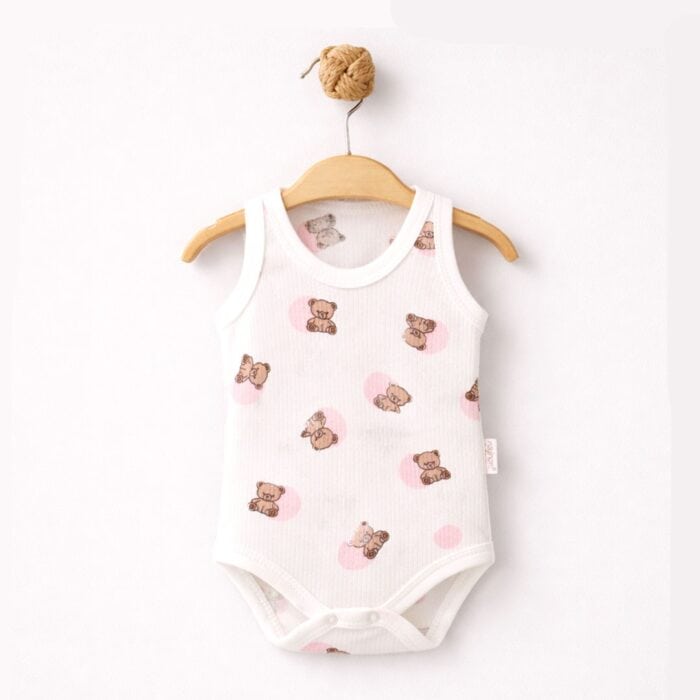 βρεφικό φορμάκι αμάνικο κορίτσι αρκουδάκι 100% βαμβάκι