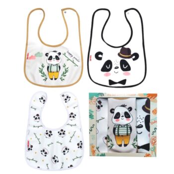 Σετ Σαλιάρες Υφασμάτινες με Κουμπί Panda 3τμχ - Image 2