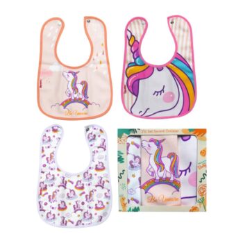 Σετ Σαλιάρες Υφασμάτινες με Κουμπί Unicorn 3τμχ