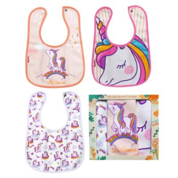 Σετ Σαλιάρες Υφασμάτινες με Κουμπί Unicorn 3τμχ - Image 2