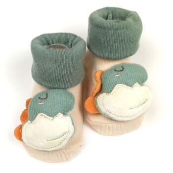 Αντιολισθητικά Καλτσάκια Dino 0-12 μηνών Μπεζ - Image 2