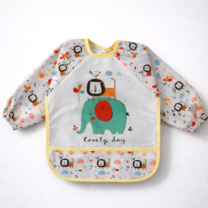 βρεφική αδιάβροχη σαλιάρα με μανίκια ελεφαντάκι