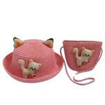 Παιδικό Καπέλο Ψάθινο Σετ Με Τσαντάκι Kitten 1-4 Χρονών Ροζ