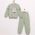 Παιδική Φόρμα Φούτερ Με Κέντημα Swan Πράσινη