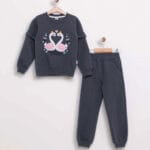 Παιδική Φόρμα Φούτερ Με Κέντημα Swan Ανθρακί