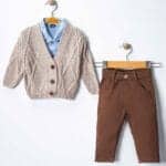 Παιδικό Σετ 3 Τμχ Με Πουκάμισο κ Ζακέτα Μπεζ