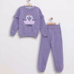 Παιδική Φόρμα Φούτερ Με Κέντημα Swan Μωβ