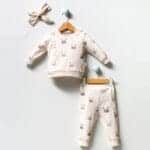 Σετ Με Κορδέλα Bunny Μπεζ 100% Οργανικό Βαμβάκι