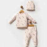 Σετ Με Σκουφάκι Giraffe Μπεζ 100% Οργανικό Βαμβάκι