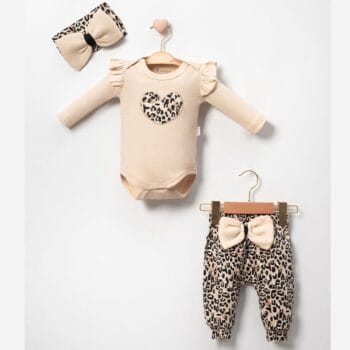Σετ Φορμάκι Με Κορδέλα Animal Print Μπεζ 100% Βαμβάκι