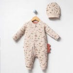 Φορμάκι Με Σκουφάκι Dino Μπεζ 100% Οργανικό Βαμβάκι