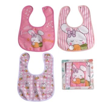 Σετ Σαλιάρες Υφασμάτινες με Κουμπί Bunny 3τμχ