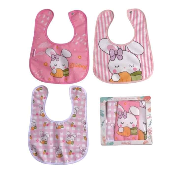 Σετ Σαλιάρες Υφασμάτινες με Κουμπί Bunny 3τμχ - Image 2