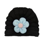 Βρεφικό Τουρμπάνι Πλεκτό Flower Μαύρο