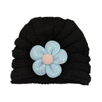 Βρεφικό Τουρμπάνι Πλεκτό Flower Μαύρο