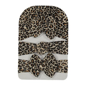 Βρεφικό Σετ Τουρμπάνι Με Κορδέλες Animal Print 3 τμχ