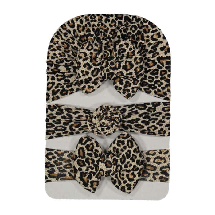 Βρεφικό Σετ Τουρμπάνι Με Κορδέλες Animal Print 3 τμχ - Image 2