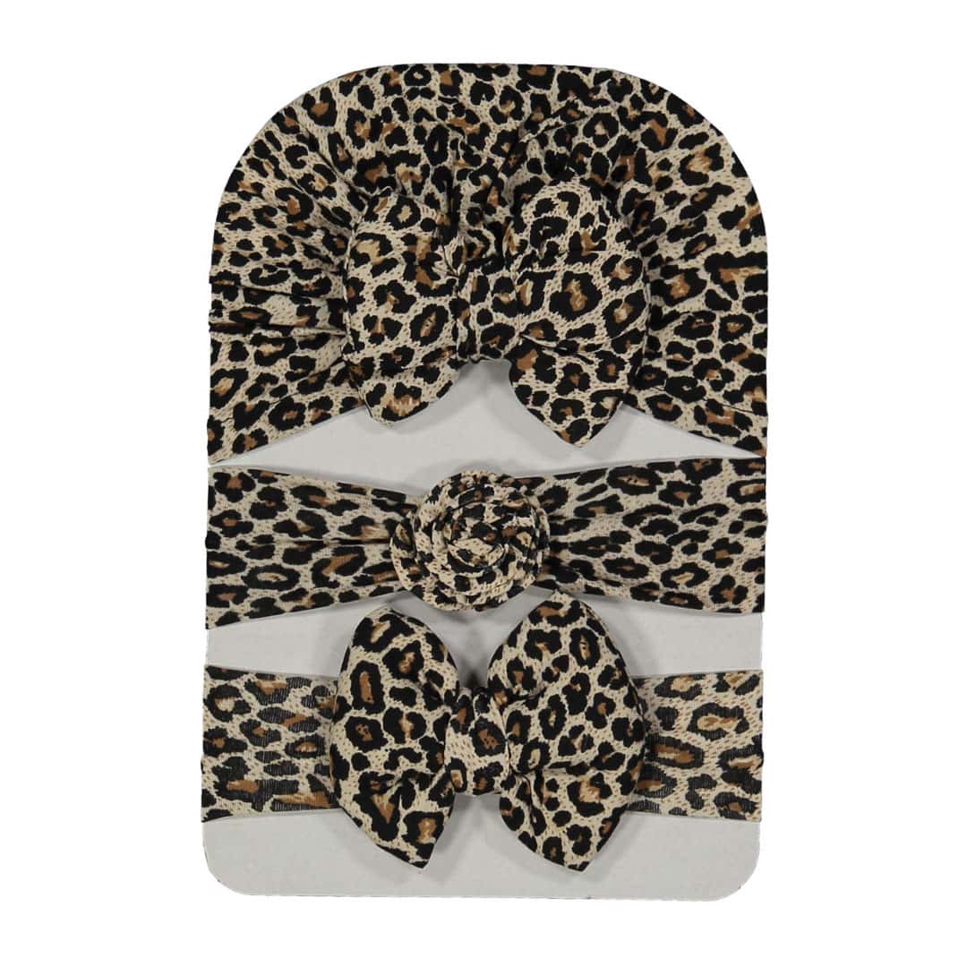 Βρεφικό Σετ Τουρμπάνι Με Κορδέλες Animal Print 3 τμχ