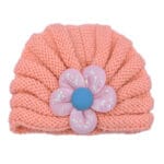 Βρεφικό Τουρμπάνι Πλεκτό Flower Σομόν