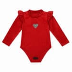 Παιδικό Κορμάκι Βελουτέ Με Βολάν κ Καρδούλα Κόκκινο
