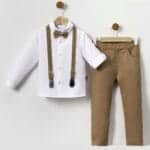 Παιδικό Κοστούμι Με Παπιγιόν κ Τιράντες 4 τμχ Καφέ