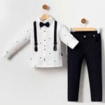 Παιδικό Κοστούμι Με Παπιγιόν κ Τιράντες 4 τμχ Λευκό