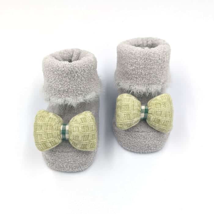 Αντιολισθητικά Καλτσάκια Bow 0-12 μηνών Γκρι - Image 2