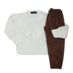 Παιδικό Σετ Μπλούζα Με Βολάν κ Δερματίνη Εκρού