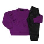 Παιδικό Σετ Μπλούζα Με Βολάν κ Δερματίνη Μωβ