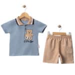 Βρεφικό Σετ Με Βερμούδα Cute Bear Μπλε