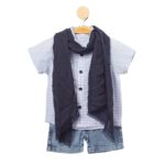 Παιδικό Σετ Με Πουκάμισο, Τζιν Σορτς κ Φουλάρι Μπλε