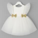 Παιδικό Φόρεμα Τούλινο Με Φιογκάκια Λευκό