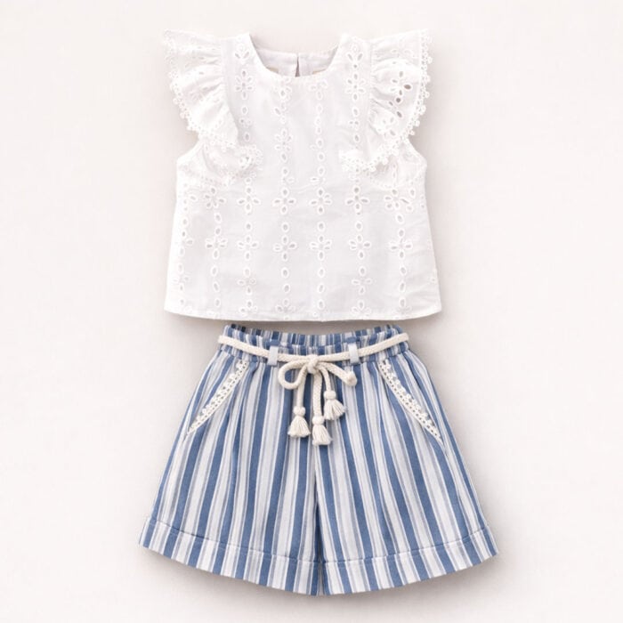 Παιδικό σετ με μπλούζα και σορτς μπλε - Image 2