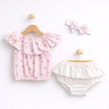 Βρεφικό Σετ Με Φουφούλα κ Κορδέλα Ροζ