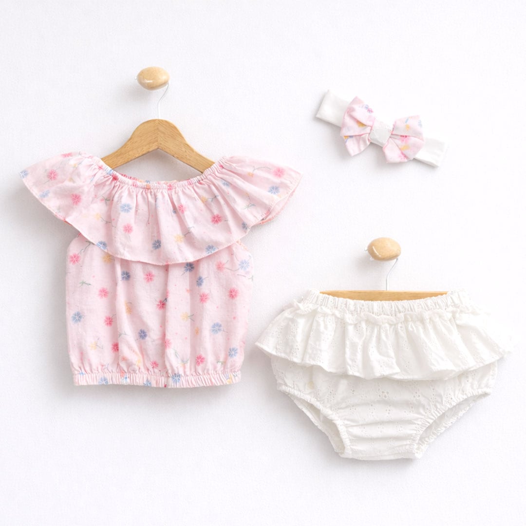 Βρεφικό Σετ Με Φουφούλα κ Κορδέλα Ροζ