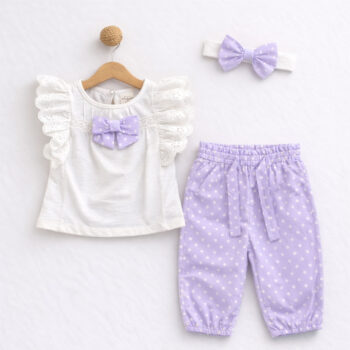 Βρεφικό Σετ Με Κορδέλα Μωβ