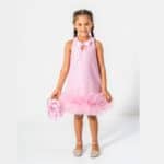 Παιδικό Φόρεμα Με Glitter κ Τσαντάκι Ροζ