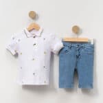 Παιδικό Σετ Με Τζιν Βερμούδα Λευκό