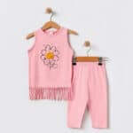 Παιδικό Σετ Αμάνικο Με Κρόσσια Flower Ροζ