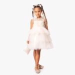 Παιδικό Φόρεμα Τούλινο Με Στέκα κ Τσαντάκι Roses Εκρού