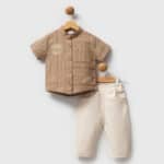 Βρεφικό Σετ Με Πουκάμισο Ι Don't Care Καφέ