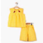 Παιδικό Σετ Καρό Με Βερμούδα Μelon Κίτρινο 100% Βαμβάκι