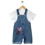 Παιδική Σαλοπέτα Τζιν Με T-shirt Ice Cream Λευκό