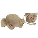 Παιδικό Καπέλο Ψάθινο Σετ Με Τσαντάκι Little Flower 3-7 Χρονών Μπεζ