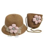Παιδικό Καπέλο Ψάθινο Σετ Με Τσαντάκι Margarita 1-4 Χρονών Καφέ