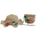 Παιδικό Καπέλο Ψάθινο Σετ Με Τσαντάκι Garden 3-7 Χρονών Μπεζ